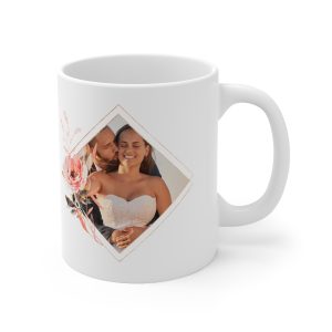 Wedding Mug with hand painted watercolor art