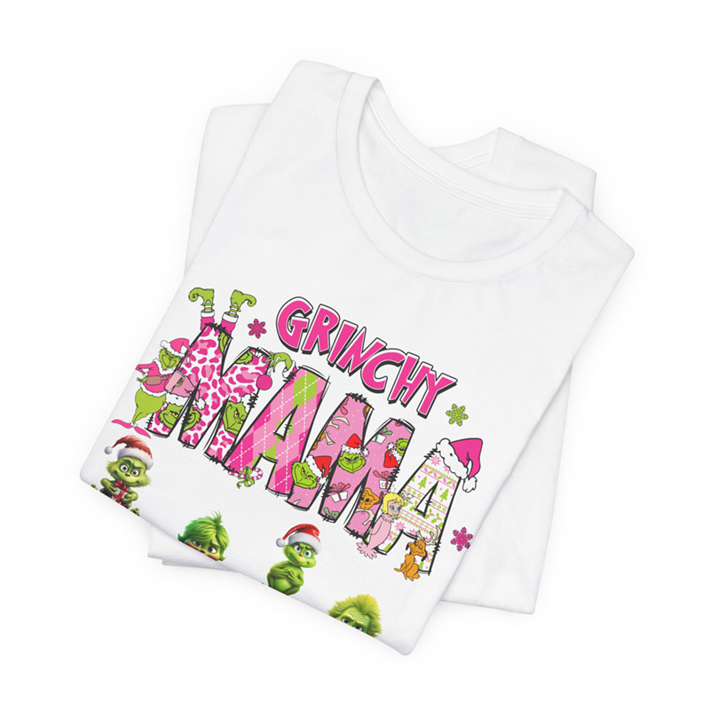 Grinchy Mama Personalized Christmas T-Shirt - Image 2