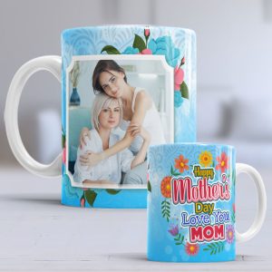 Blue Floral Personalized Mothers Day Mug, 11oz