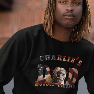 Dog Dad Top with Personalized Pet & US Flag Design