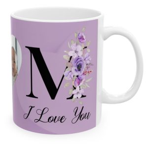 Mug - Love Heart Mom Personalized Purple Mug